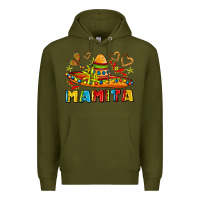 Army Green mamita and sombrero with lime flowers Premium Hoodie - AdoDesignShop