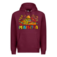 Burgundy mamita and sombrero with lime flowers Premium Hoodie - AdoDesignShop
