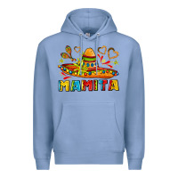 Colony Blue mamita and sombrero with lime flowers Premium Hoodie - AdoDesignShop