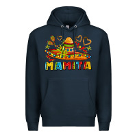 Navy mamita and sombrero with lime flowers Premium Hoodie - AdoDesignShop