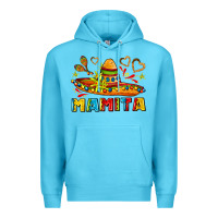 Ocean Blue mamita and sombrero with lime flowers Premium Hoodie - AdoDesignShop