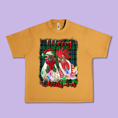 Christmas Roosters With Background Urban Heavy Tee Designed By Ranaportraitstore