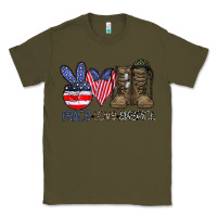 Army Green peace love america Classic Tee - CowhideDigitalArt