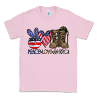 Bubblegum Pink peace love america Classic Tee - CowhideDigitalArt
