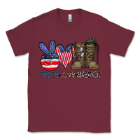 Burgundy peace love america Classic Tee - CowhideDigitalArt