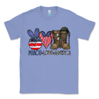 Colony Blue peace love america Classic Tee - CowhideDigitalArt