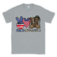 Heather Grey peace love america Classic Tee - CowhideDigitalArt