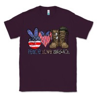 Plum peace love america Classic Tee - CowhideDigitalArt