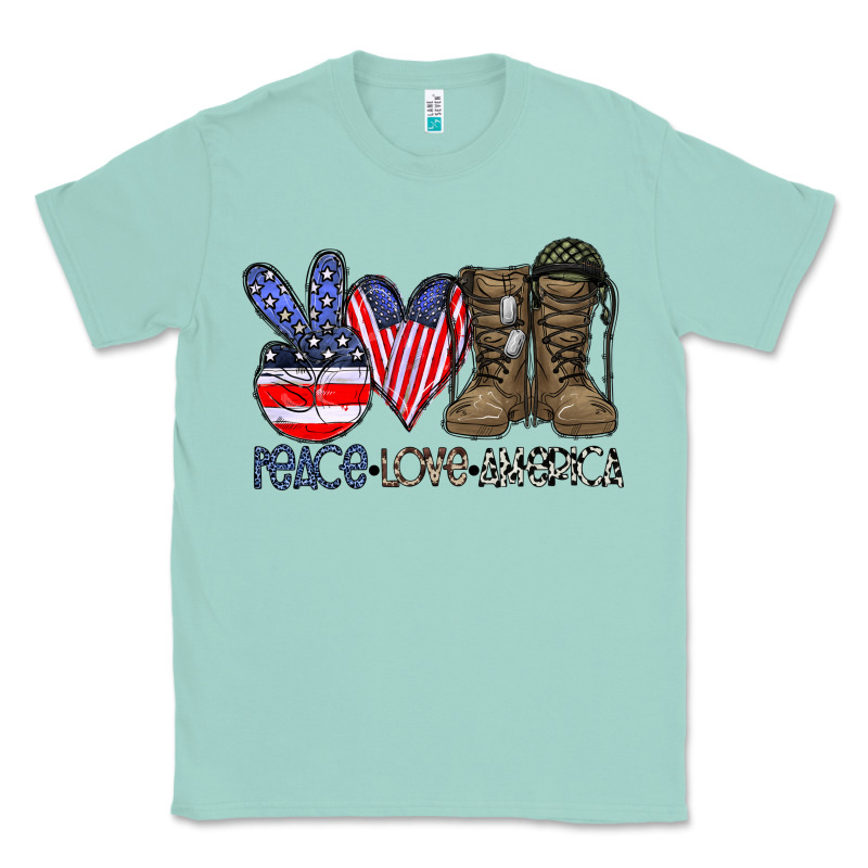Peace Love America Classic Tee by CowhideDigitalArt | Teevron