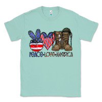 Seafoam peace love america Classic Tee - CowhideDigitalArt