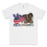 White peace love america Classic Tee - CowhideDigitalArt