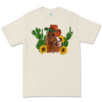 Bone western horse cowboy hat cactus sunflowers Premium Tee - Artiststas