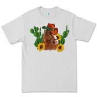 Dove Grey western horse cowboy hat cactus sunflowers Premium Tee - Artiststas