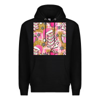 Black christmas cake and pink mug seamless pattern bbs Premium Hoodie - BundleAndBundleShop