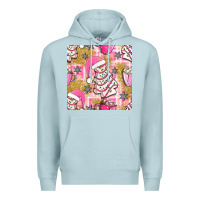Blue Mist christmas cake and pink mug seamless pattern bbs Premium Hoodie - BundleAndBundleShop