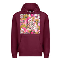 Burgundy christmas cake and pink mug seamless pattern bbs Premium Hoodie - BundleAndBundleShop