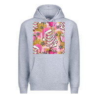 Heather Grey christmas cake and pink mug seamless pattern bbs Premium Hoodie - BundleAndBundleShop