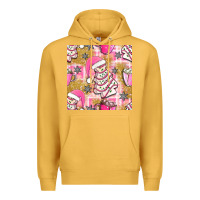 Mustard christmas cake and pink mug seamless pattern bbs Premium Hoodie - BundleAndBundleShop