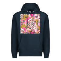 Navy christmas cake and pink mug seamless pattern bbs Premium Hoodie - BundleAndBundleShop