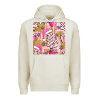 Oatmeal Heather christmas cake and pink mug seamless pattern bbs Premium Hoodie - BundleAndBundleShop