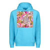 Ocean Blue christmas cake and pink mug seamless pattern bbs Premium Hoodie - BundleAndBundleShop