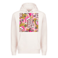 Pale Pink christmas cake and pink mug seamless pattern bbs Premium Hoodie - BundleAndBundleShop