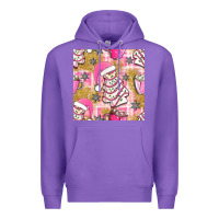 Purple christmas cake and pink mug seamless pattern bbs Premium Hoodie - BundleAndBundleShop