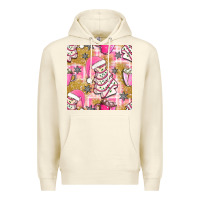 Sandshell christmas cake and pink mug seamless pattern bbs Premium Hoodie - BundleAndBundleShop