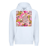 White christmas cake and pink mug seamless pattern bbs Premium Hoodie - BundleAndBundleShop