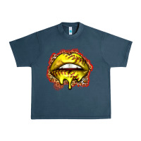 Midnight Navy softball lips Urban Heavy Tee - Zillion Design Studio