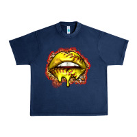 Navy softball lips Urban Heavy Tee - Zillion Design Studio