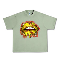 Oil Green softball lips Urban Heavy Tee - Zillion Design Studio