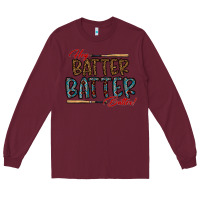 Burgundy hey batter batter batter Long Sleeve Tee - CowhideDigitalArt
