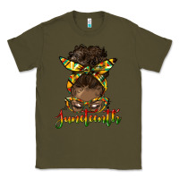 Army Green juneteenth black woman messy bun Classic Tee - HRA Design Shop