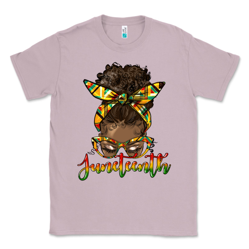 Juneteenth Black Woman Messy Bun Classic Tee by HRA Design Shop | Teevron