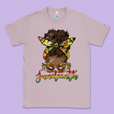 Juneteenth Black Woman Messy Bun Classic Tee Designed By Hra Design Shop