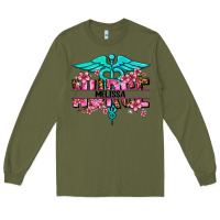 Army Green floral nurse custom name Long Sleeve Tee - AdoDesignShop