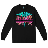 Black floral nurse custom name Long Sleeve Tee - AdoDesignShop