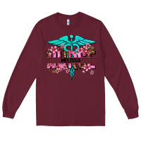 Burgundy floral nurse custom name Long Sleeve Tee - AdoDesignShop