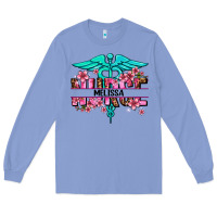 Colony Blue floral nurse custom name Long Sleeve Tee - AdoDesignShop