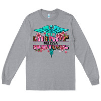 Heather Grey floral nurse custom name Long Sleeve Tee - AdoDesignShop