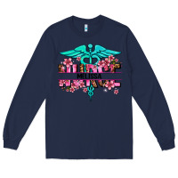 Navy floral nurse custom name Long Sleeve Tee - AdoDesignShop