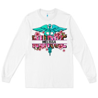 White floral nurse custom name Long Sleeve Tee - AdoDesignShop