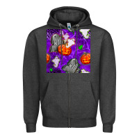 Charcoal Heather tombstone and ghosts seamless paternal Zipper Hoodie - BundleAndBundleShop