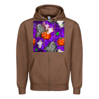 Chestnut tombstone and ghosts seamless paternal Zipper Hoodie - BundleAndBundleShop