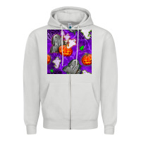Dove Grey tombstone and ghosts seamless paternal Zipper Hoodie - BundleAndBundleShop