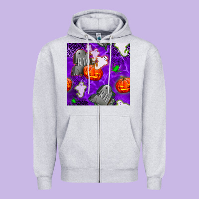 Tombstone And Ghosts Seamless Paternal Zipper Hoodie Designed By Bundleandbundleshop