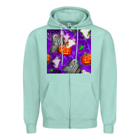 Seafoam tombstone and ghosts seamless paternal Zipper Hoodie - BundleAndBundleShop