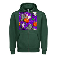 Sports Green tombstone and ghosts seamless paternal Zipper Hoodie - BundleAndBundleShop