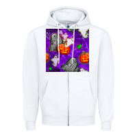 White tombstone and ghosts seamless paternal Zipper Hoodie - BundleAndBundleShop